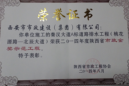 秦汉大道A标蹊径排水工程-省级asiagame金杯树模工程